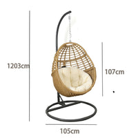 Nordic Style PE Rattan Hanging Basket Chair for Balcony Garden Patio Indoor Outdoor