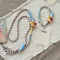 Hand-Woven Duck Phone Lanyard with Keychain, Adjustable Crossbody Strap