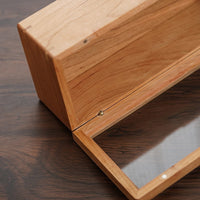 Solid Wood Display Box with Glass Lid for Collectibles and Office Organization