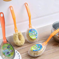 Natural Fiber Pot Brush with Coconut Palm Bristles for Non-Stick Cookware Cleaning