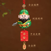 Chinese God of Wealth Car Hanging Ornament for Rearview Mirror, New Year Decoration Gift