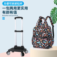 Foldable Rolling Travel Duffel Bag with Wheels, Lightweight Large Capacity Carry-on Luggage Backpack for Women