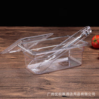 Clear PC Food Pan with Lid, Rectangular Acrylic Display Container for Hot Pot & Buffet