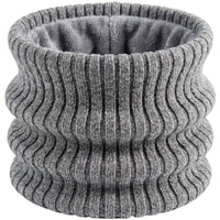 Unisex Double-Layer Fleece Lined Knitted Neck Warmer for Winter