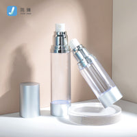 Frosted Silver Airless Pump Bottle for Lotion, Serum, and Toner - AS Transparent Refillable Cosmetic Container