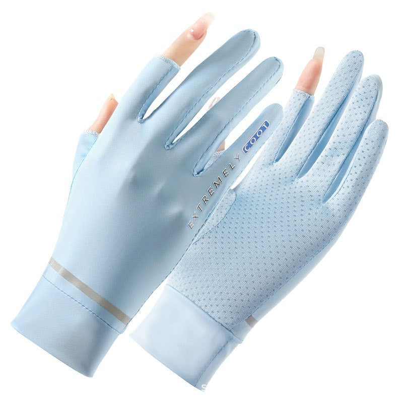 Women's UV Protection Ice Silk Full Finger Touchscreen Gloves for Driving Cycling Fishing