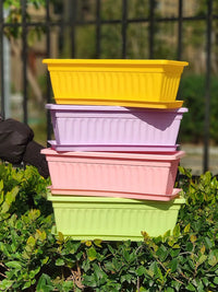 Rectangular Resin Planter Box with Tray for Vegetables and Plants, Thickened Balcony Garden Pot