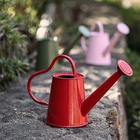 Red Iron Art Heart Handle Watering Can for Home Gardening