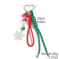 Christmas Snowflake Woven Lanyard Keychain with Beaded Bowknot Charm for Bags