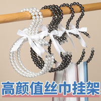 Pearl Scarf & Tie Hanger with Non-Slip Hooks, Punch-Free Closet Organizer for Belts and Accessories