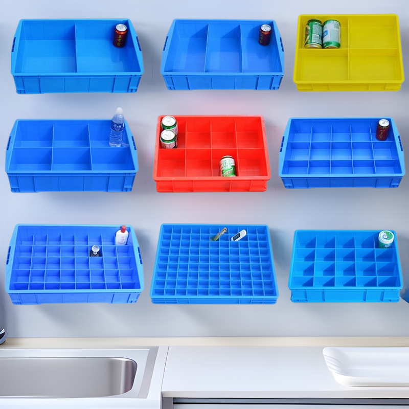 Rectangular Plastic Storage Box with Dividers, Shallow Compartment Organizer, Turnover Box, Sealed Moisture-Proof Car Storage