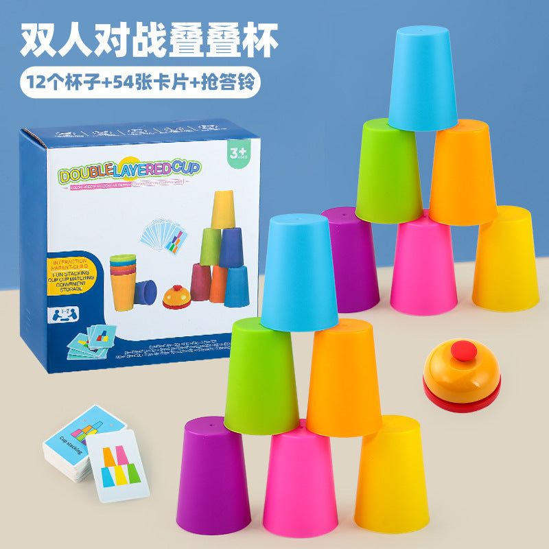 Speed Stacking Cups Game with Challenge Cards for Kids