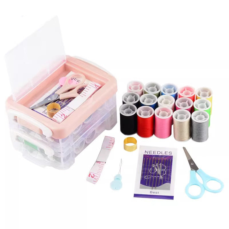 Portable Home Sewing Kit with Storage Box and Accessories