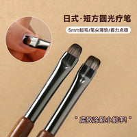 Professional Japanese Style Short Square Round Gel Nail Brush with Sandalwood Handle