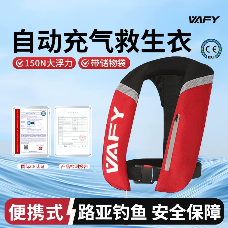 VAFY Inflatable Fishing Life Vest for Adults, Lightweight Portable with High Buoyancy for Boating and Sea Fishing