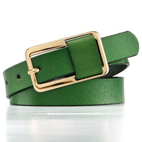 Women's Genuine Leather Thin Belt with Pin Buckle for Dresses and Pants
