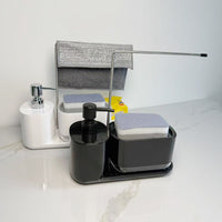 Manual Press Soap Dispenser with Sponge Holder for Kitchen Sink