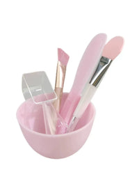Pink Silicone Mask Bowl Set with Brush and Spatula for DIY Facial Masks