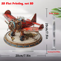 Retro Steampunk Airplane Acrylic Standee Desktop Ornament Collectible Gift