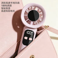 Mini Handheld USB Turbo Fan with 100-Speed Digital Display and Fast Charging