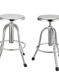 Muzixing Thickened Medical Stainless Steel Stool with Backrest, Swivel Lift Round Chair for Lab Workshop Factory