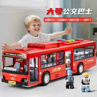 Large Inertia City Bus Toy with Traffic Light for Kids