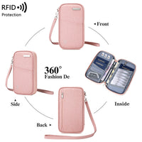 RFID Blocking Neck Pouch Passport Holder Travel Wallet for Men and Women