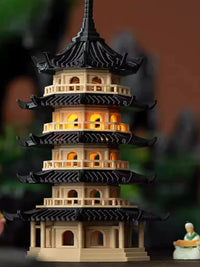 Miniature Pagoda with LED Light for Micro Landscape Aquariums and Bonsai