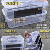 Insect Breeding Box with Double-Layer Sifting Net for Mealworms and Silkworms, Breathable Feces Separation Container