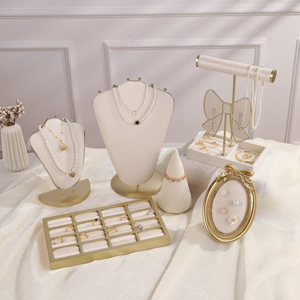 Velvet Jewelry Display Stand for Necklaces, Earrings, Bracelets, and Rings