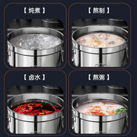 304 Stainless Steel Stock Pot with Lid, Large Capacity Round Soup Kettle for Kitchen and Catering