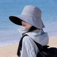 Women's UV Protection Sun Hat with Cooling Shawl and Wide Brim