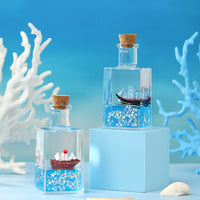 Creative Drifting Bottle Desktop Ornament with Fluid Motion - Pirate Ship Micro Landscape DIY Decor