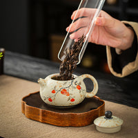 Dehua Ceramic Teapot with Blue and White Glaze, Vintage Handmade Kung Fu Tea Set for Home Use