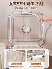 Airtight Food Storage Container for Rice and Flour, Moisture-proof, Insect-proof, Transparent, 15kg Capacity