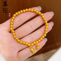 Gold Plated Enamel Beaded Bracelet with Cat Eye Stone