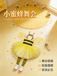 Kids' Bee Costume Dress with Yellow Wings for Dance Performance & Role Play