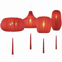 Chinese Style Stretch Fabric Red Lanterns for Restaurant Wedding Tree Decor