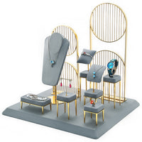 Microfiber Jewelry Display Stand for Rings, Bracelets, Necklaces, and Earrings - Premium Metal Organizer for Showcases