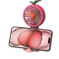 Cartoon Handheld Mini Fan with Base, 3-Speed Adjustable, Desktop Use, Portable USB Rechargeable