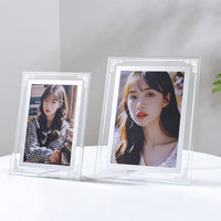 Transparent Glass Photo Frame with Stand for Desktop Display, Modern Crystal Clear Picture Frame