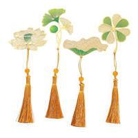 Creative Metal Painted Bookmark Chinese Style Leaf Brass Tassel Retro Student Gift Stationery