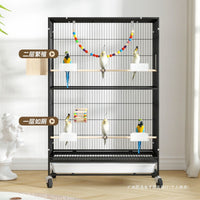 Multi-Tier Metal Bird Cage for Peony, Pearl, and Finch Birds, Large Breeding Aviary with Roof