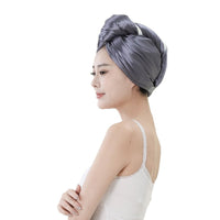 Satin Absorbent Hair Drying Towel Wrap for Women, Double Layer Quick Dry Turban Bath Cap