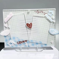 Heartbeat Record Acrylic Photocard Holder for 3-inch K-Pop Photocards, Aesthetic Display Stand
