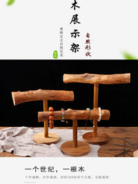 Minimalist Solid Wood Bracelet & Necklace Display Stand for Jewelry and Hair Ties