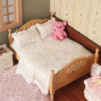 1/12 Dollhouse Lace Bedding Set for OB11 Dolls - Miniature Quilt, Sheet, and Pillows