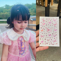 Kids Cartoon Butterfly Face Stickers with Rhinestones for Stage Performance