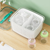 Portable Breast Pump Storage Box with Drainage Rack and Cooler Bag for Breast Milk