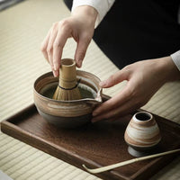 Ceramic Matcha Bowl and Whisk Set for Traditional Japanese Tea Ceremony